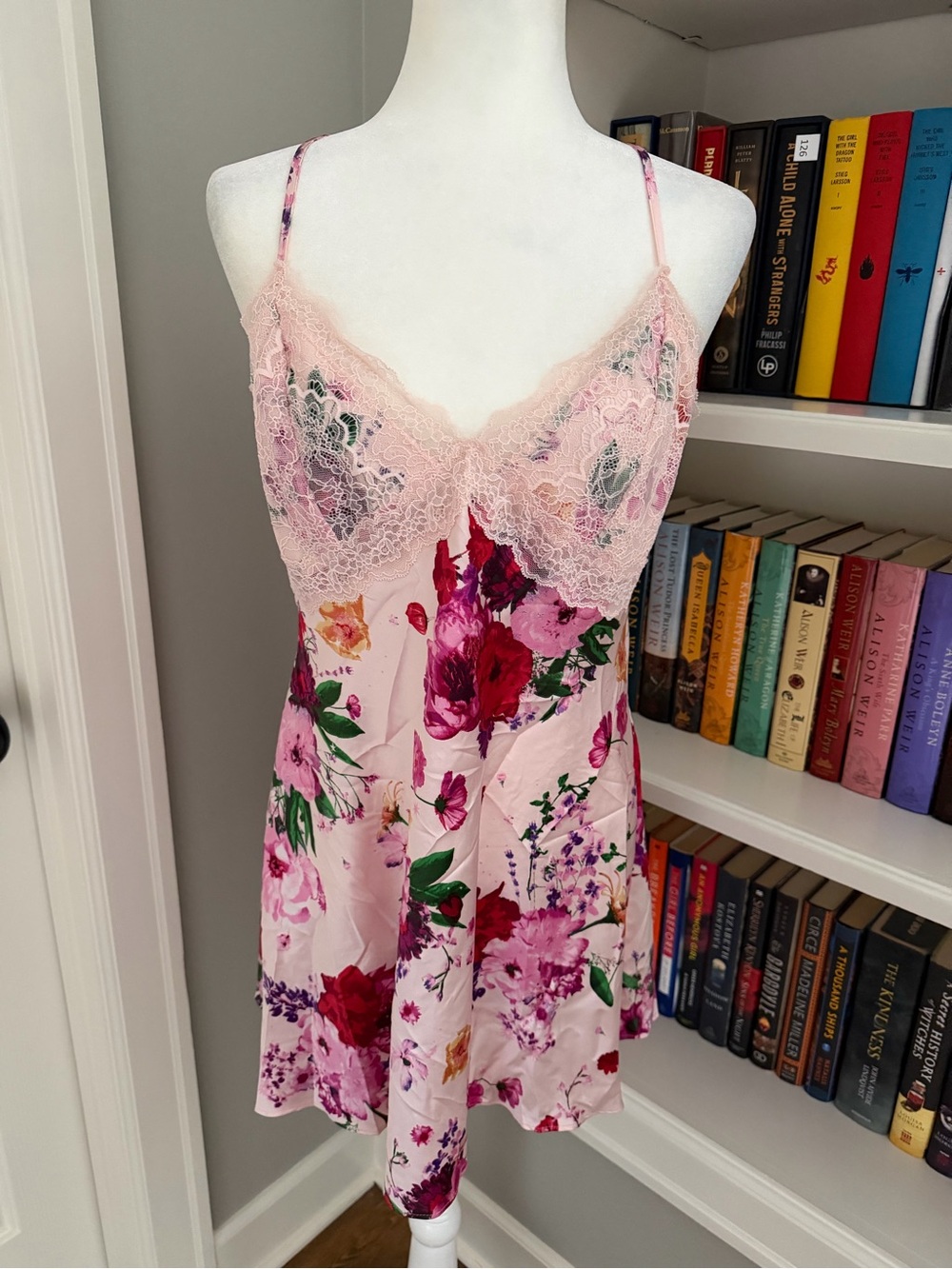 Victoria's Secret Pink Floral Lace Trim Satin Chemise & Matching Robe